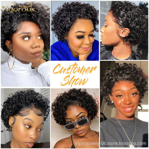 Vigorous afro kinky short wholesale 6 inch double sided xuchang ladies brazilian full human hair lace front wigs for black women